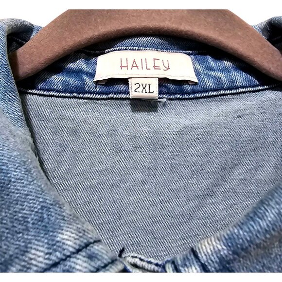 Hailey Womens 2XL Light Blue Denim Jacket With Snap Buttons & Front Pockets - Picture 3 of 8